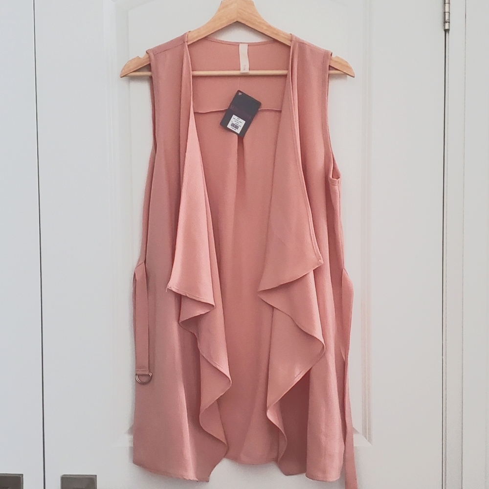 Dusty pink waterfall vest coat, size small